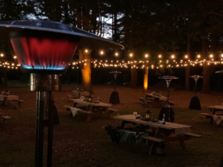 Outdoor Setup with Lights and Heaters